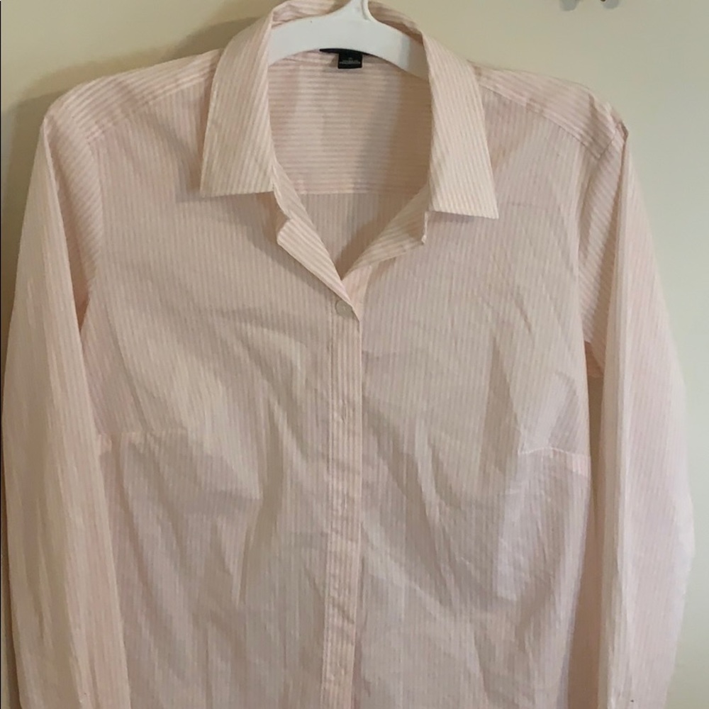 Ann Taylor dress shirt - peach and white